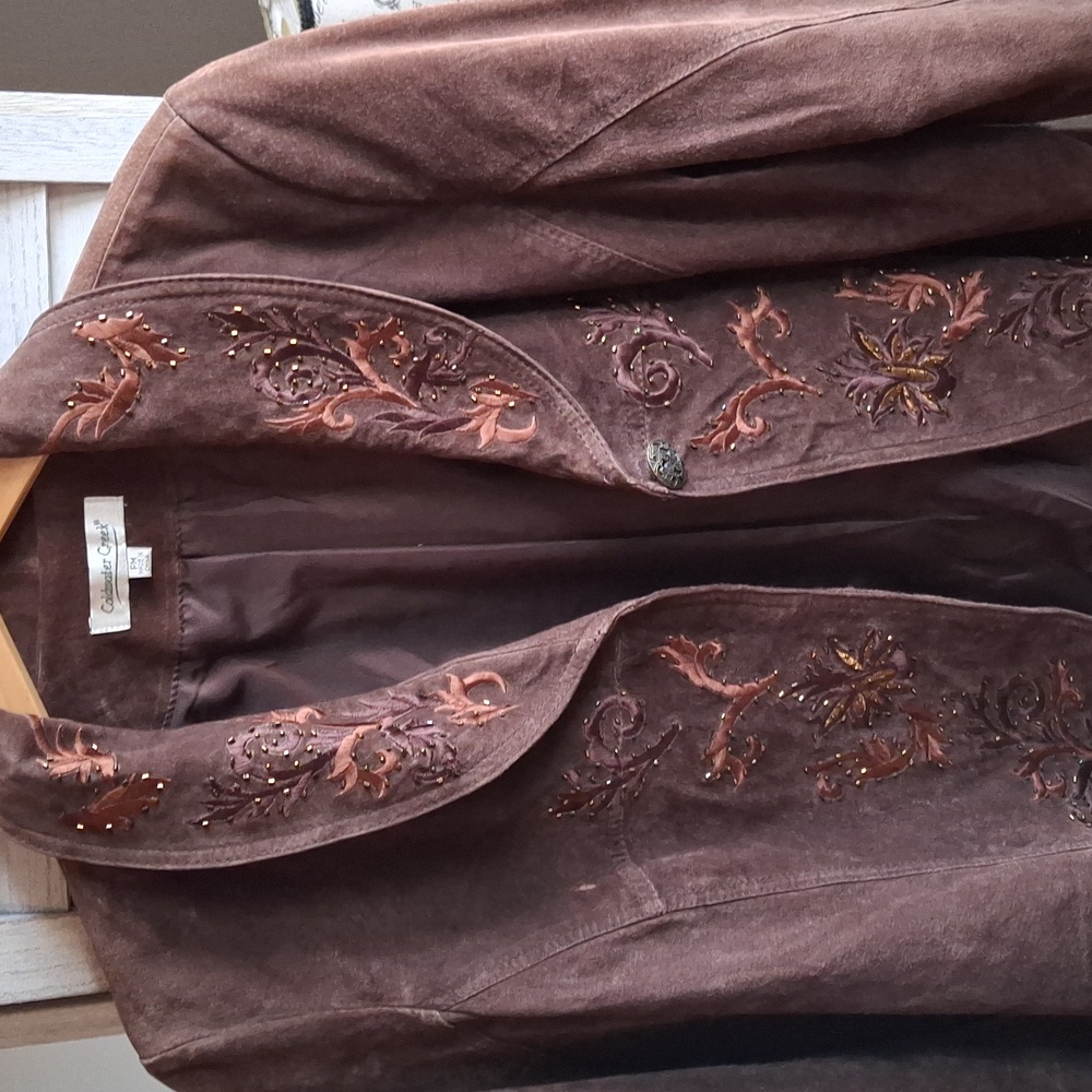 Coldwater Creek leather brown jacket in G.U.C